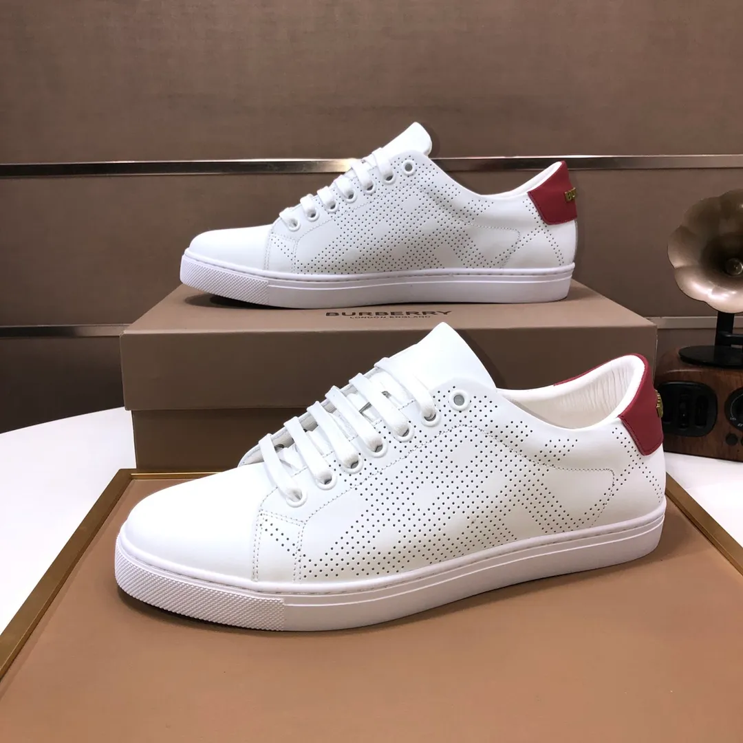 Men's shoes 💰480💰 [Burberry] (cowhide lining) classic low-top sneakers｜Imported cowhide with classic plaid fabric｜Cowhide lining｜Original outsole｜Fine workmanship and comfortable to wear Size: 38-44 (customized at 45)